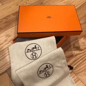 Empty Hermes shoes box with dust bags